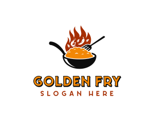 Wok Fire Cooking logo design