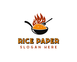 Wok Fire Cooking logo design