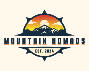 Compass Mountain Sunset logo design