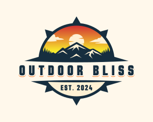 Compass Mountain Sunset logo design