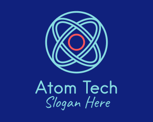 Minimalist Atom Nucleus logo design