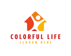 Colorful House Person logo design