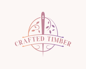 Leaf Wreath Needle Sew logo design