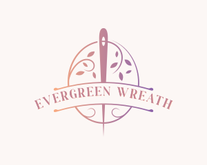 Leaf Wreath Needle Sew logo design