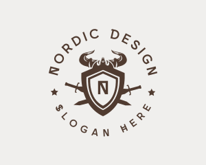 Viking Helmet Shield logo design