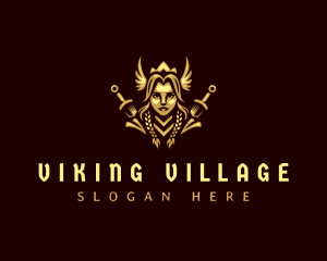 Viking Valkyrie Woman logo design