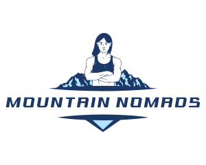 Female Mountain Climbing logo design