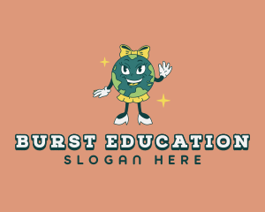 Educational Globe Cartoon logo design