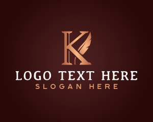 Luxury Quill Letter K logo