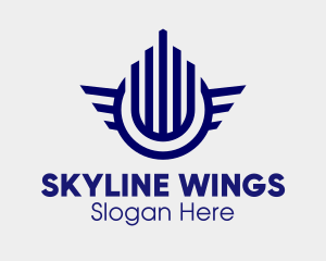 Blue Building Wings logo design