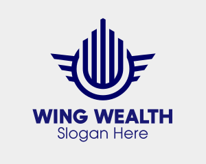 Blue Building Wings logo design