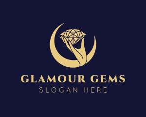 Hand Diamond Gemstone logo design