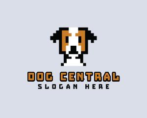 Pixelated Dog Puppy logo design