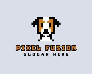 Pixelated Dog Puppy logo design