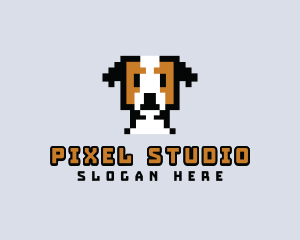 Pixelated Dog Puppy logo design