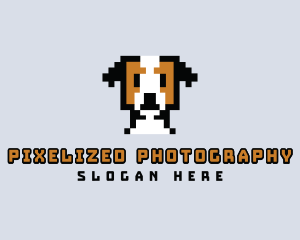 Pixelated Dog Puppy logo design