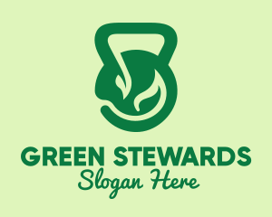 Green Leaf Kettlebell logo design