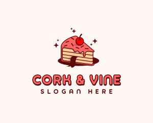  Cherry Cake Slice logo design