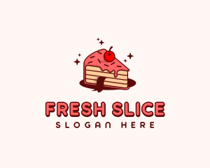  Cherry Cake Slice logo design