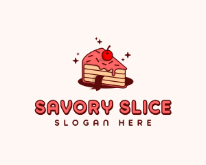  Cherry Cake Slice logo design