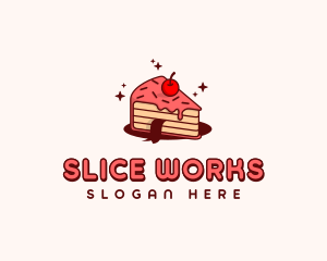  Cherry Cake Slice logo design