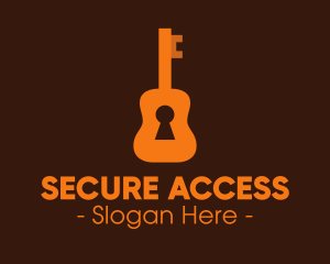 Orange Guitar Keyhole logo design