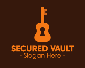 Orange Guitar Keyhole logo design