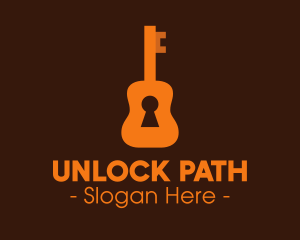 Orange Guitar Keyhole logo design