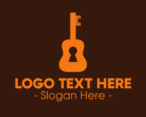 Guitar - Orange Guitar Keyhole logo design