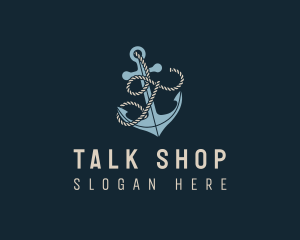 Sailing Anchor Rope Letter T logo design