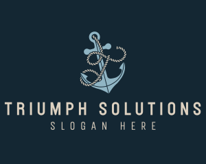 Sailing Anchor Rope Letter T logo design