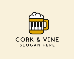 Beer Piano Music Bar  logo design