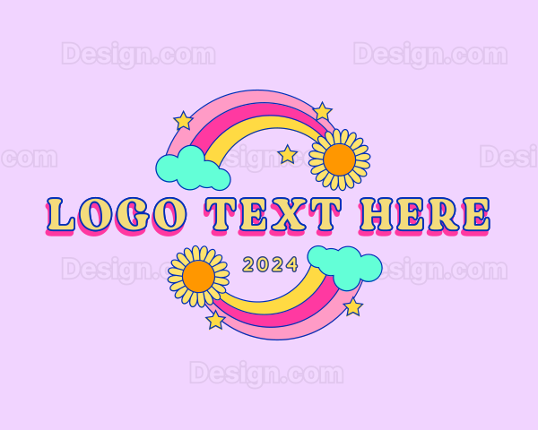 Retro Rainbow Flower Logo