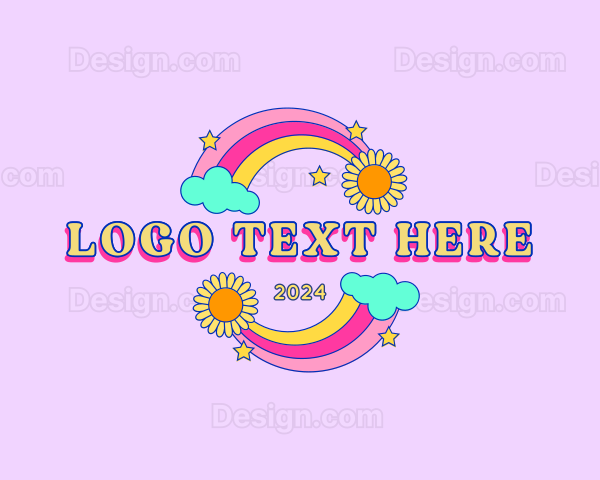 Retro Rainbow Flower Logo