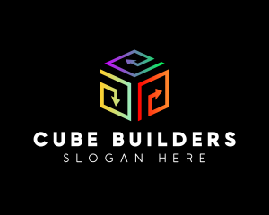 Cube Spiral Arrow logo design