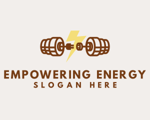 Power Outlet Barbell Lightning logo design