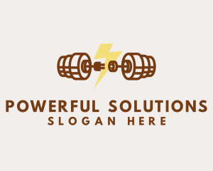 Power Outlet Barbell Lightning logo design