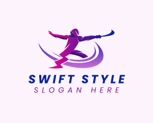 Athlete Fencing Sports logo design