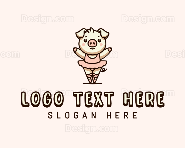 Ballerina Pig Cartoon Logo