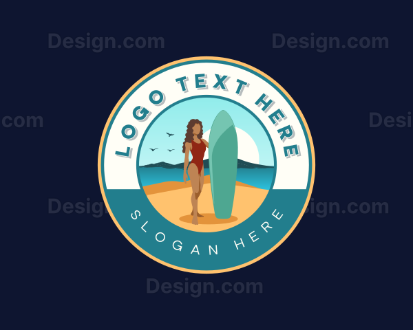 Woman Surfer Lifeguard Logo