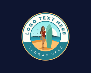 Woman Surfer Lifeguard Logo