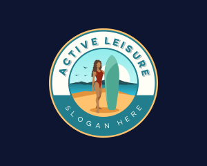 Woman Surfer Lifeguard logo design