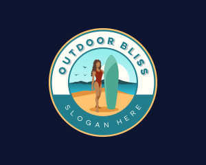 Woman Surfer Lifeguard logo design