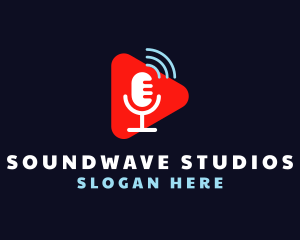 Microphone Soundwaves Podcast logo design