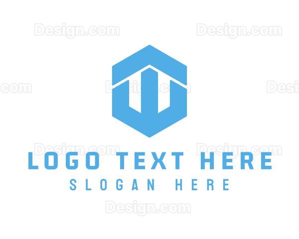 Modern Cube Hexagon Letter  W Logo