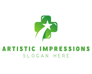 Green Doctor Medical Star Cross logo design