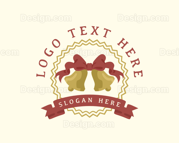 Christmas Bell Ribbon Logo