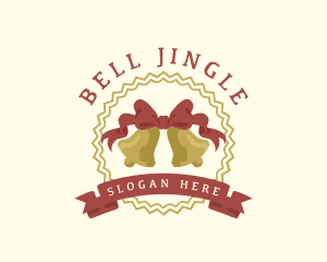 Christmas Bell Ribbon logo design