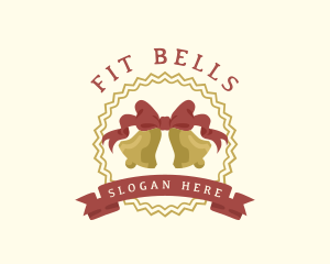 Christmas Bell Ribbon logo design