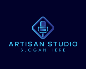 Microphone Podcast Studio logo design